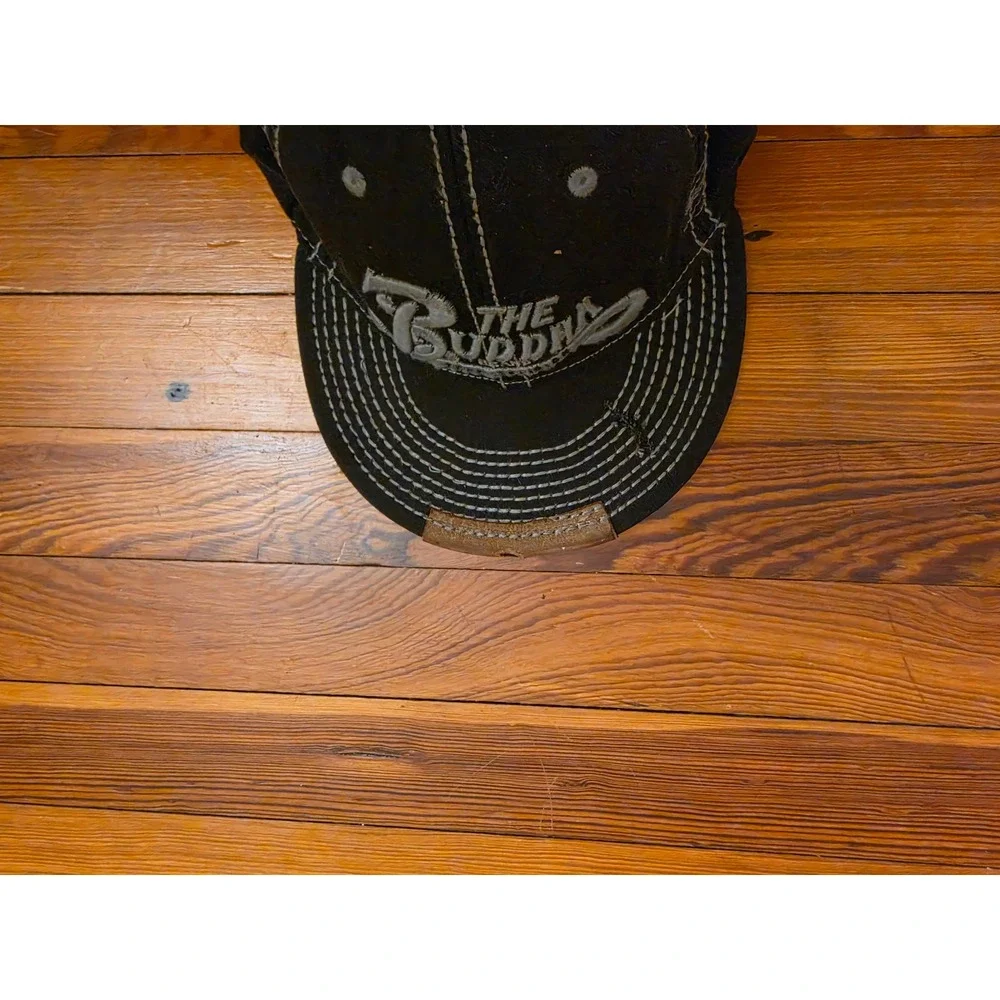 True Religion The Buddha Black Contrast Stitch Distressed Snapback Hat Mens OSFM